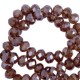 Faceted glass beads 4x3mm disc Aubergine purple-pearl shine coating